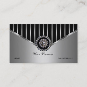 Chrome Silver Black Stripe Elegant Classy Visitekaartje