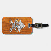 Chrome Silver Pirate on Teak Veneer Decor Bagagelabel (Voorkant horizontaal)
