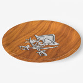 Chrome Silver Pirate on Teak Veneer Decor Papieren Bordje (Gekanteld)