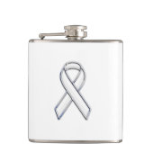 Chrome Silver Print Belted White Ribbon Awareness Heupfles (Voorkant)