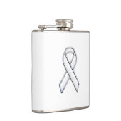 Chrome Silver Print Belted White Ribbon Awareness Heupfles (Rechts)