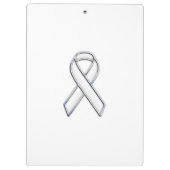 Chrome Silver Print Belted White Ribbon Awareness Klembord (Achterkant)