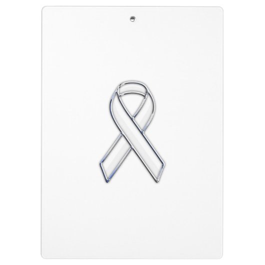 Chrome Silver Print Belted White Ribbon Awareness Klembord (Achterkant)