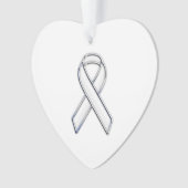 Chrome Silver Print Belted White Ribbon Awareness Ornament (voorkant)