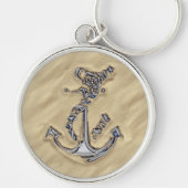 Chrome Silver Rope Anchor in de zand Sleutelhanger (Voorkant)