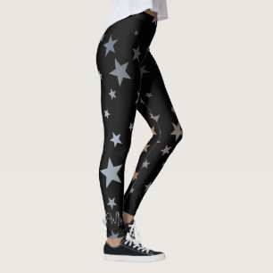Chrome Silver Star-patroon Leggings