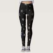 Chrome Silver Star-patroon Leggings (Voorkant)