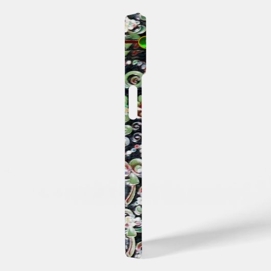 CHROME SKULL BLACK GREEN RED GEM STONES Damask Case-Mate iPhone Case (Achterkant / Rechts)