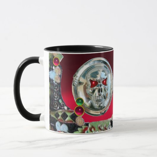 CHROME SKULL BLACK GREEN RED RUBY GEMSTONES MOK (Links)