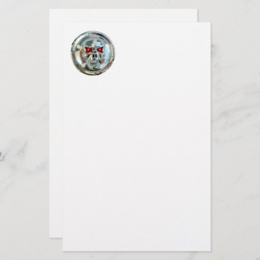 CHROME SKULL BRIEFPAPIER (Voorkant / Achterkant)