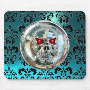 CHROME SKULL, Damask, Blue Aquamarine Muismat