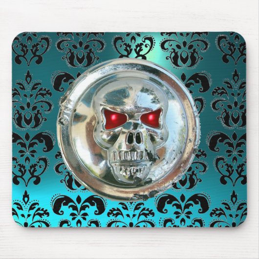 CHROME SKULL, Damask, Blue Aquamarine Muismat (Voorkant)