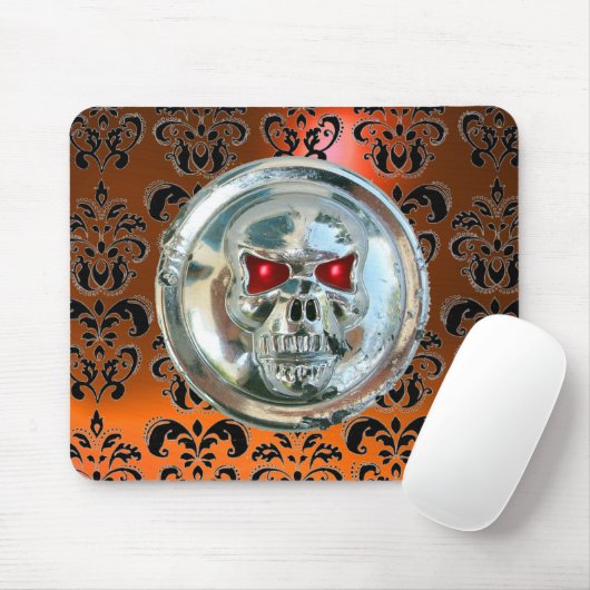CHROME SKULL, Damask, Oranje Agate Muismat (Met muis)