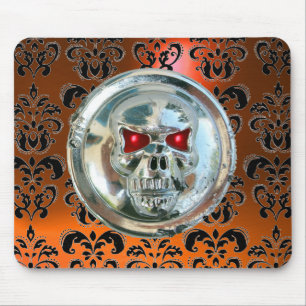 CHROME SKULL, Damask, Oranje Agate Muismat