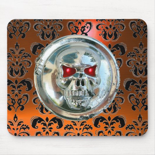 CHROME SKULL, Damask, Oranje Agate Muismat (Voorkant)
