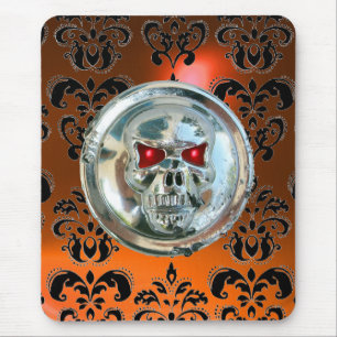 CHROME SKULL, Damask, Oranje Agate Muismat