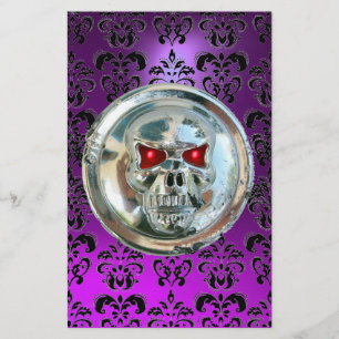CHROME SKULL DAMASK Paarse Amethyst Briefpapier