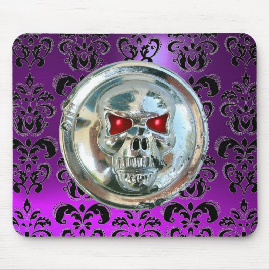 CHROME SKULL, Damask, Paarse Amethyst Muismat (Voorkant)