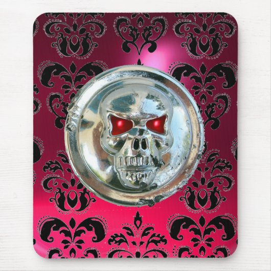 CHROME SKULL, Damask Pink Ruby Muismat (Voorkant)