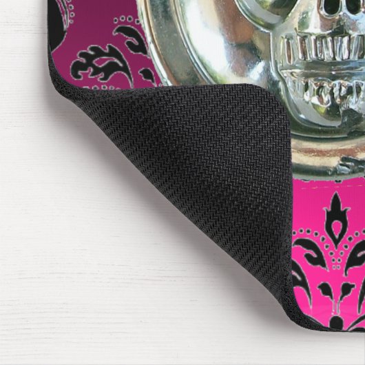 CHROME SKULL, Damask roze, Paarse Amethyst Muismat (Hoek)