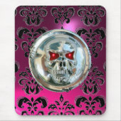 CHROME SKULL, Damask roze, Paarse Amethyst Muismat (Voorkant)