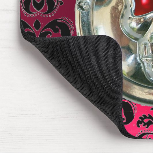 CHROME SKULL, Damask, Roze rode Ruby Muismat (Hoek)