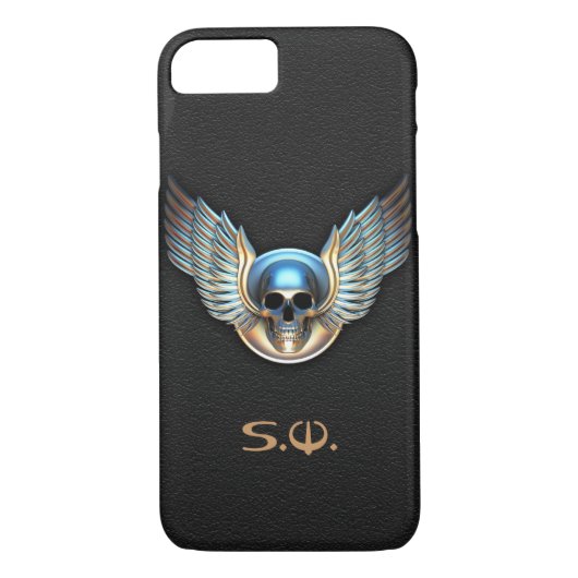 Chrome skull en Wings iPhone 7 Hoesje (Achterkant)