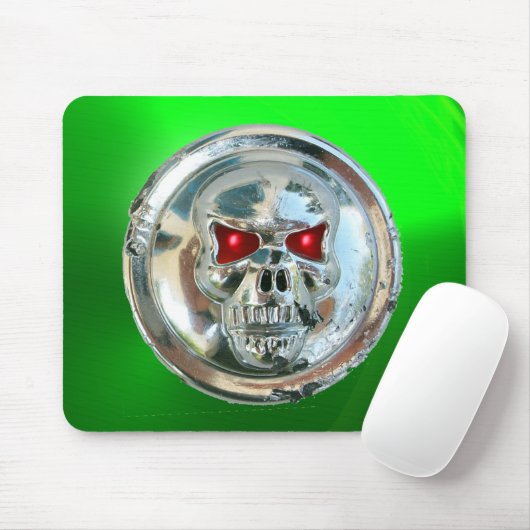 CHROME SKULL, Green Emerald Muismat (Met muis)