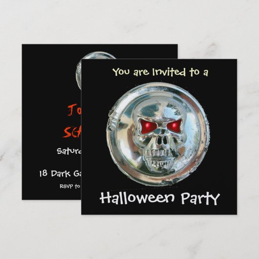 CHROME SKULL HALLOWEEN PARTIJ Ice Metallic Kaart (Voorkant / Achterkant)