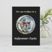 CHROME SKULL HALLOWEEN PARTIJ Ice Metallic Kaart (Staand voorkant)