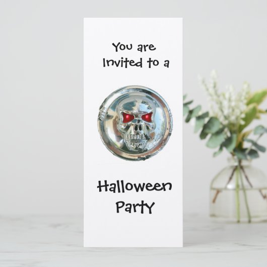 CHROME SKULL HALLOWEEN PARTIJ KAART (Staand voorkant)