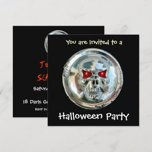 CHROME SKULL HALLOWEEN PARTIJ KAART (Voorkant / Achterkant)