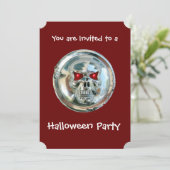CHROME SKULL HALLOWEEN PARTIJ KAART (Staand voorkant)