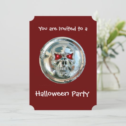 CHROME SKULL HALLOWEEN PARTIJ KAART (Staand voorkant)