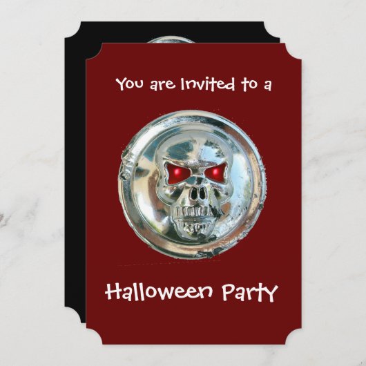 CHROME SKULL HALLOWEEN PARTIJ KAART (Voorkant / Achterkant)