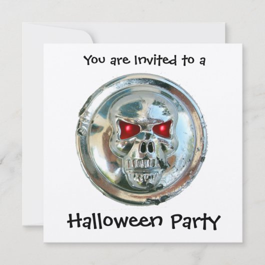 CHROME SKULL HALLOWEEN PARTIJ KAART (Voorkant)