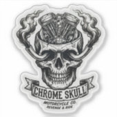 Chrome Skull Motorcycle Co V-twin motor Sticker (Voorkant)