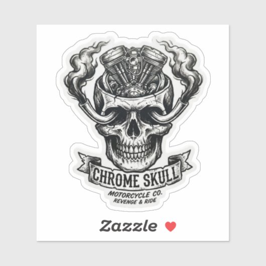 Chrome Skull Motorcycle Co V-twin motor Sticker (Vel)