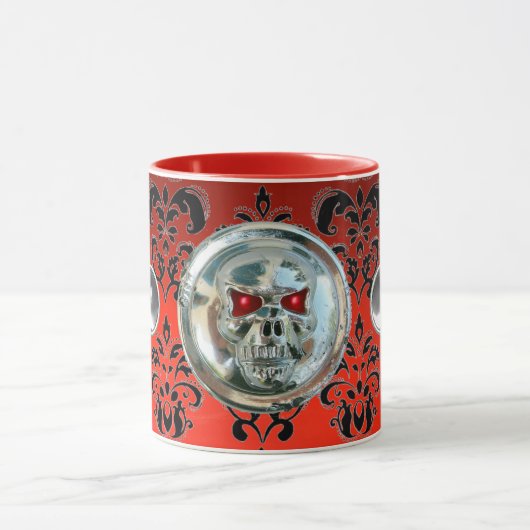 CHROME SKULL RIDERS RED BLACK DAMASK, Ruby Mok (Midden)