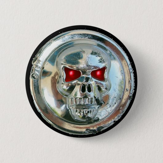 CHROME SKULL RONDE BUTTON 5,7 CM (Voorkant)