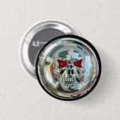 CHROME SKULL RONDE BUTTON 5,7 CM (Voorkant /achterkant)