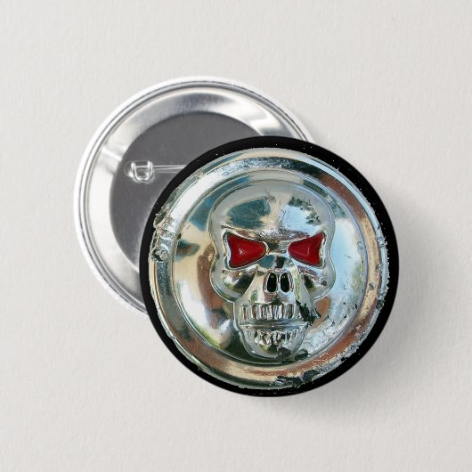 CHROME SKULL RONDE BUTTON 5,7 CM (Voorkant /achterkant)