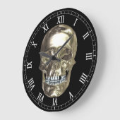 Chrome Skull Round Roman Nummerklok Grote Klok (Hoek)
