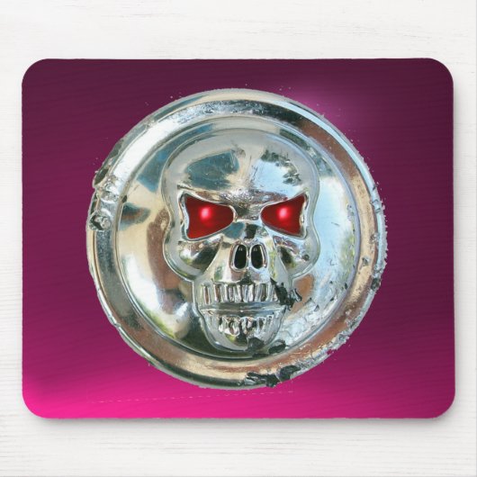 CHROME SKULL, roze Amethyst Muismat (Voorkant)