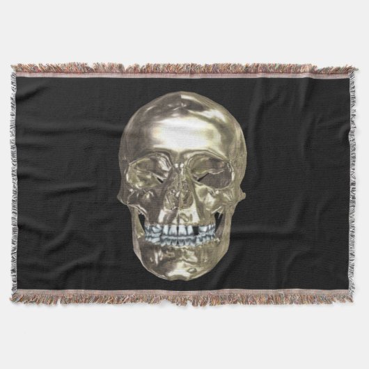 Chrome Skull Throw Blanket Deken (Voorkant)