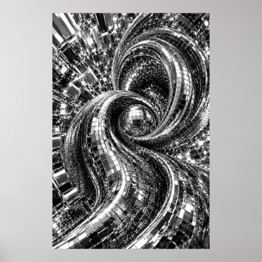 Chrome Spiegel Mozaïek Wervel Poster (Voorkant)