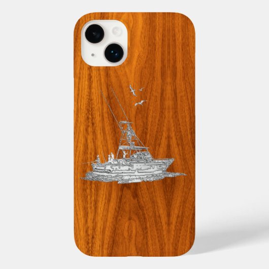 Chrome Sports Vist op Teak Wood Case-Mate iPhone Case (Achterkant)