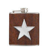 Chrome Star op natte mahogany-afdruk Heupfles (Voorkant)
