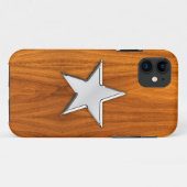 Chrome Star op Teak Veneer Print Case-Mate iPhone Case (Achterkant (horizontaal))