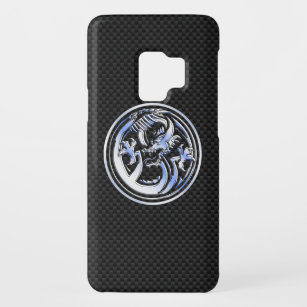 Chrome stijl Dragon Crest Carbon Fiber Print Case-Mate Samsung Galaxy S9 Hoesje